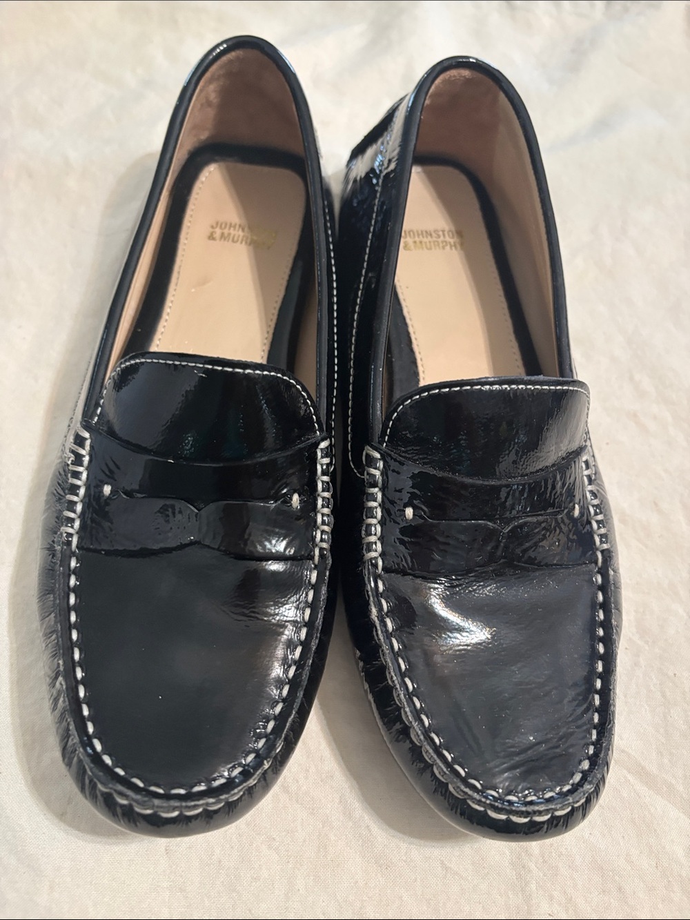 Johnston & Murphy Black Patent Leather Women's Penny Loafers